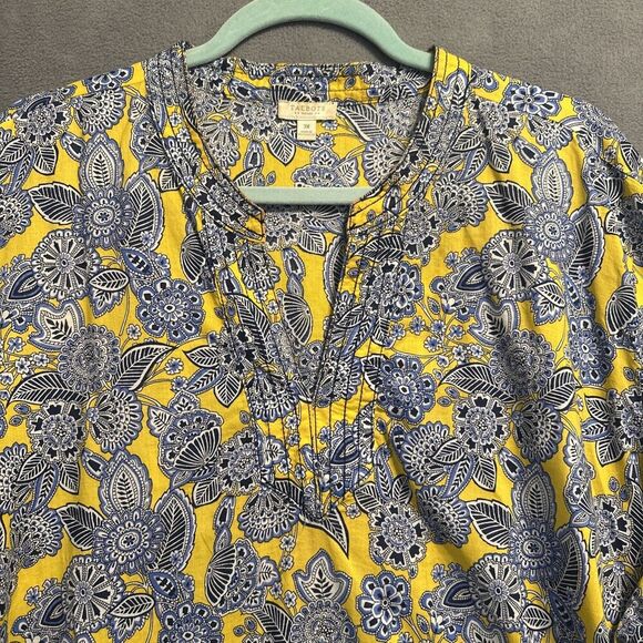 Talbots Paisley Printed Tunic Top Plus Size 3X Yellow Blue Office Career Resort - Picture 2 of 10